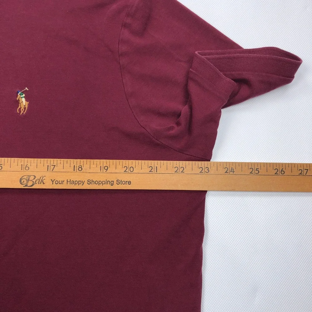 Polo Ralph Lauren Mens Large Classic Fit Short Sleeve Polo Shirt Burgundy Maroon
